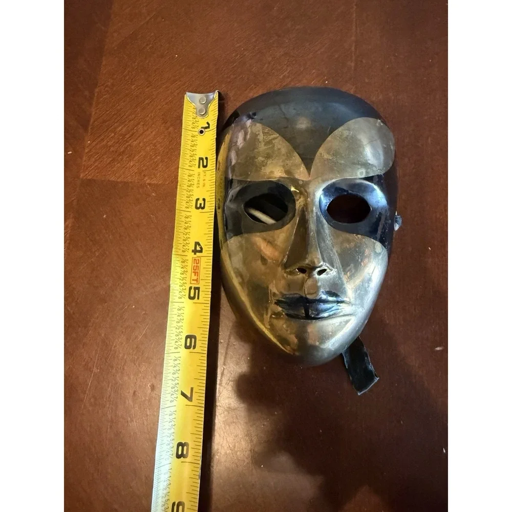 Vintage Brass Mardi Gras Theater Mask Black Gold Wall Decor Made In India‎
